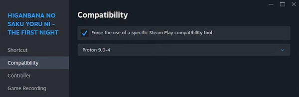 Compatibility tab with the correct settings